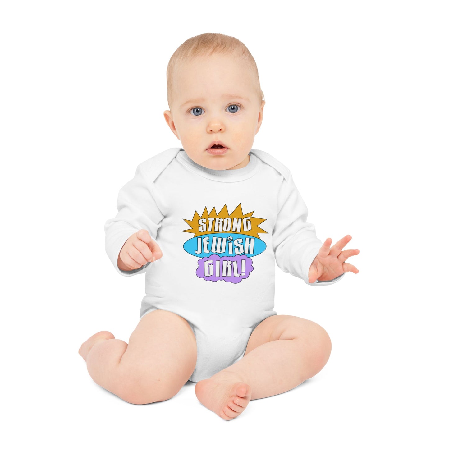 Strong Jewish Girl Organic Baby Bodysuit | Cute, Fun, Baby Shower Gift, Toddler Outfit, Eco-Friendly, Statement Piece